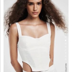 Zara White Denim Corset Crop Top